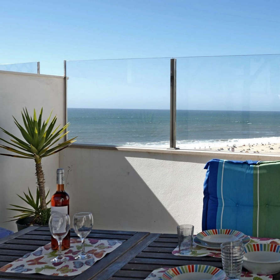 Sea and beach view from rooftoop terrace Holiday Portugal apartment